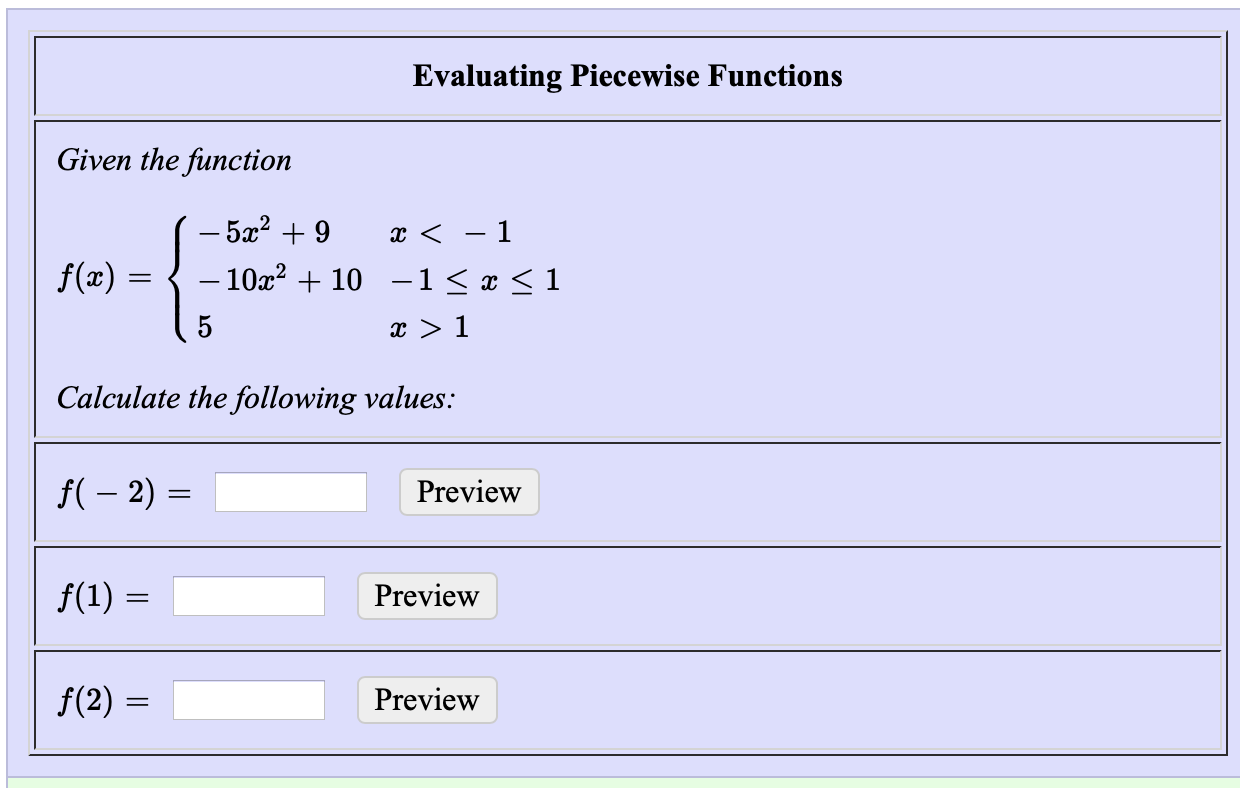 Solved Evaluating Piecewise Functions Given the function 1 - | Chegg.com