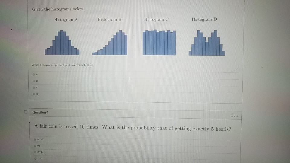 Solved Given The Histograms Below, Histogram B Histogram C | Chegg.com