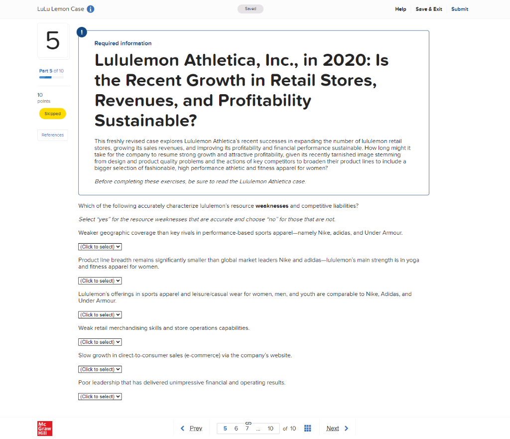 Solved Required information Lululemon Athletica, Inc., in