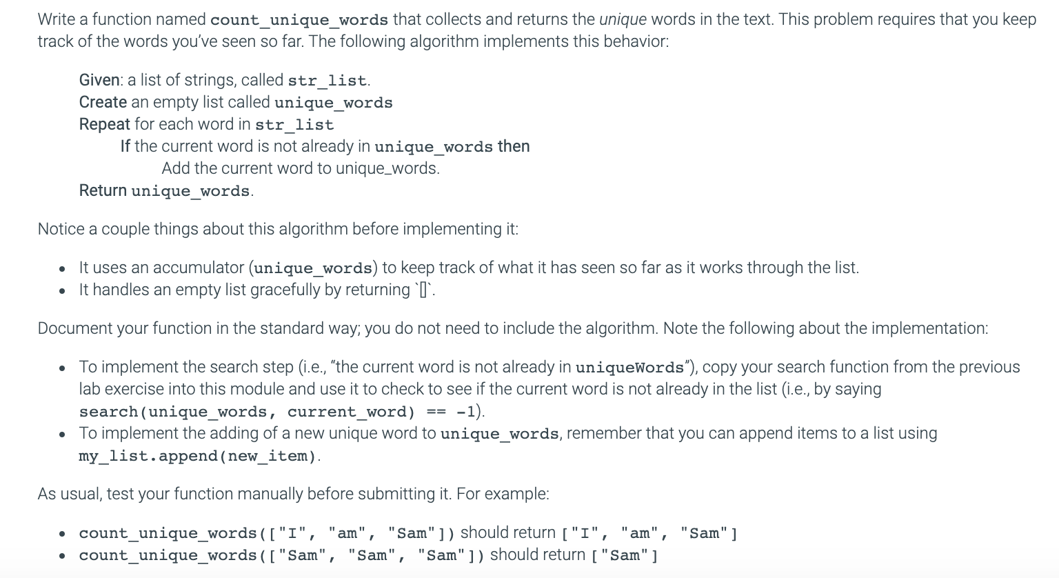 Solved Write a function named count_unique_words that | Chegg.com