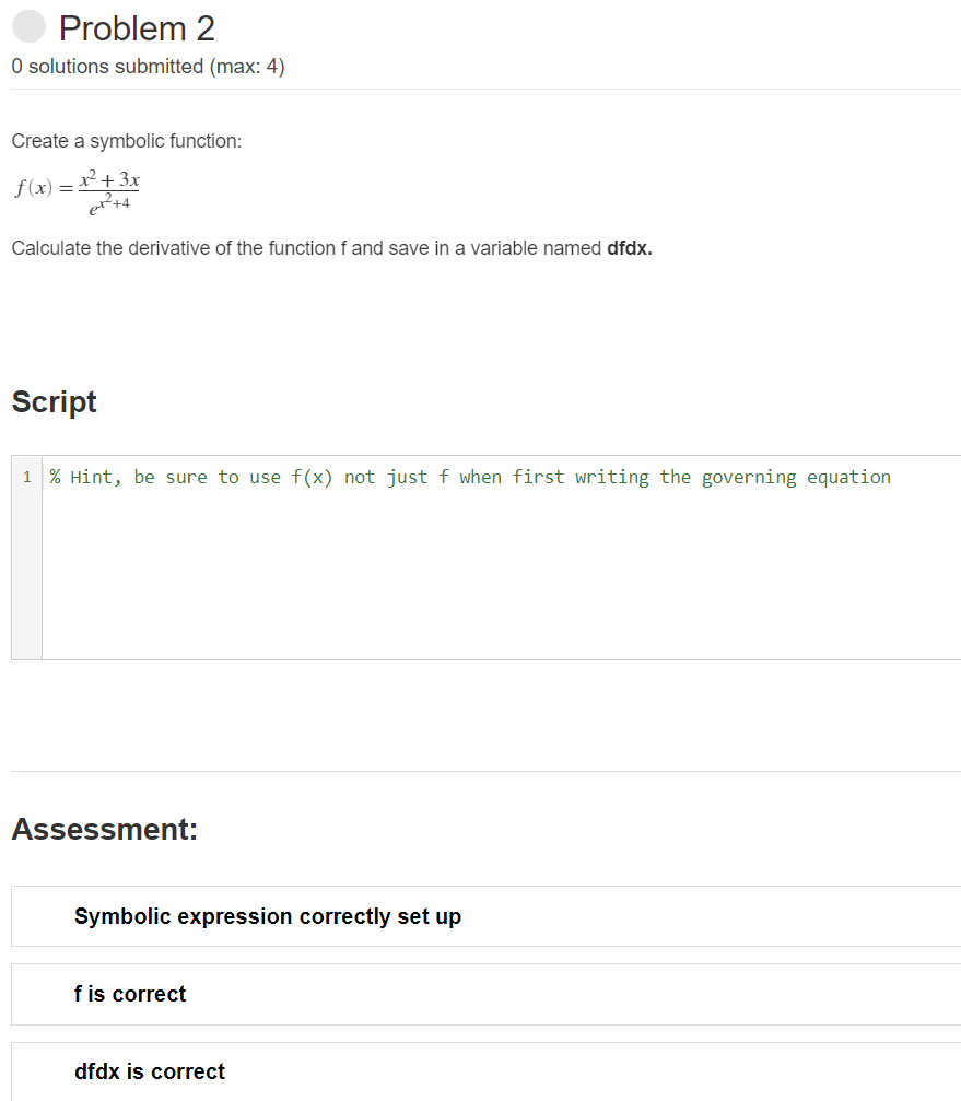 Solved Problem 2 O solutions submitted (max: 4) Create a | Chegg.com
