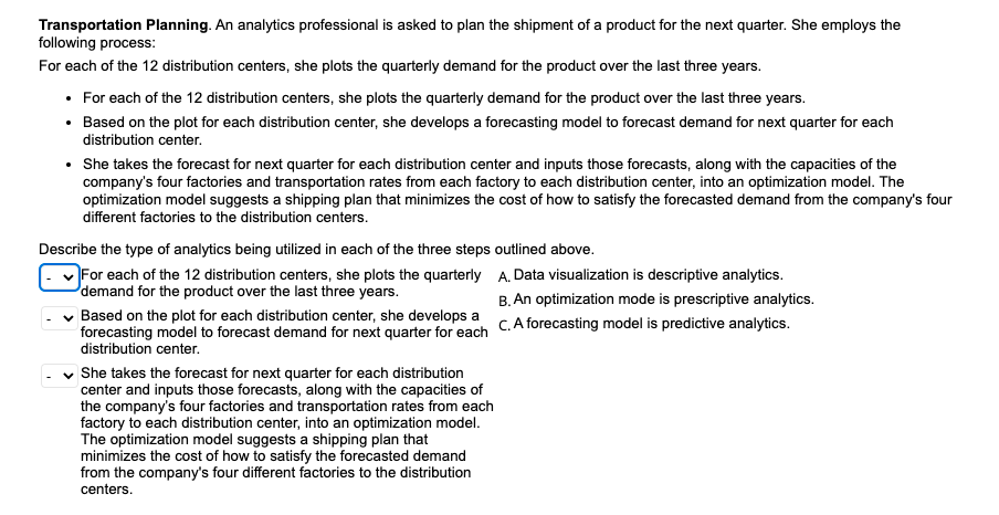 Solved Transportation Planning. An analytics professional is | Chegg.com