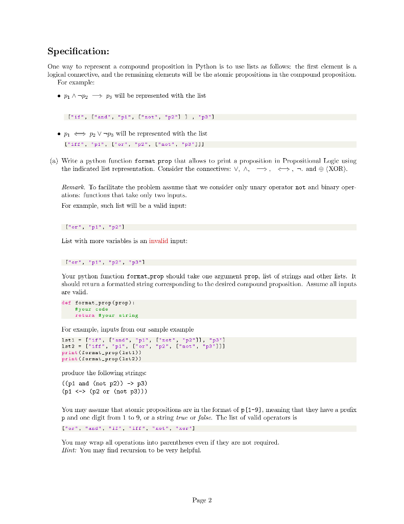Solved Specification: One way to represent a compound | Chegg.com