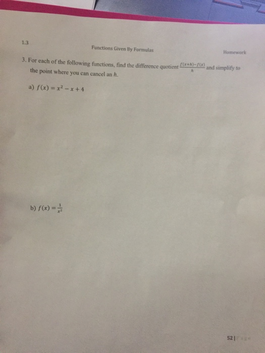 Solved 1.3 Functions Given By Formulas Homework 3. For each | Chegg.com
