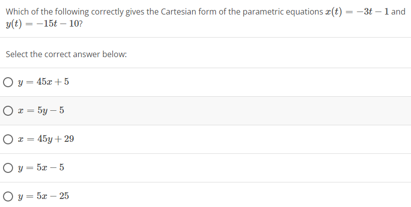 Solved Which of the following correctly gives the Cartesian | Chegg.com