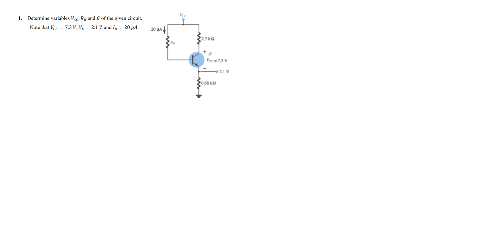 Solved Voc 1 Determine Variables Vcc Rg And Ss Of The Gi Chegg Com