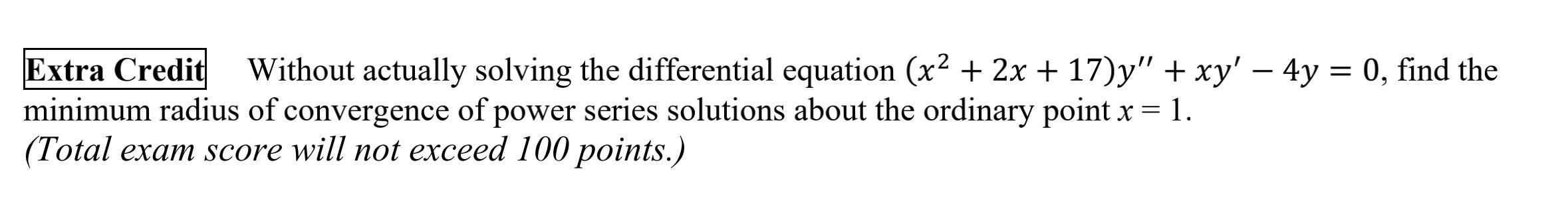 Solved Extra Credit Without actually solving the | Chegg.com