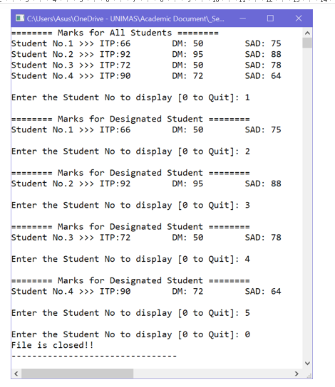 Solved From the Marks.bin file created in Exercise 4, search | Chegg.com