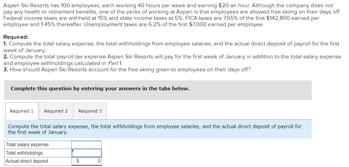 Solved Aspen Ski Resorts has 100 employees, each working 40