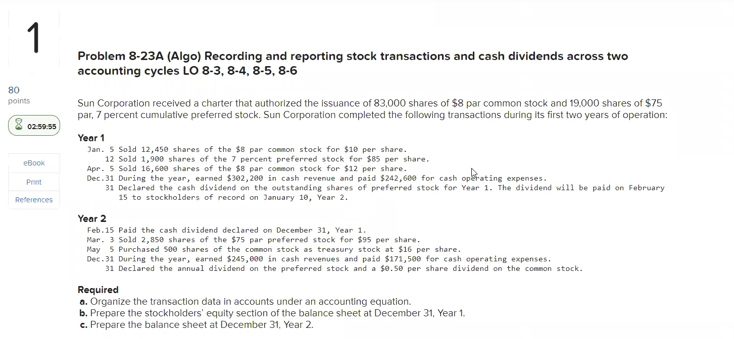 Solved Problem 8-23A (Algo) Recording and reporting stock | Chegg.com