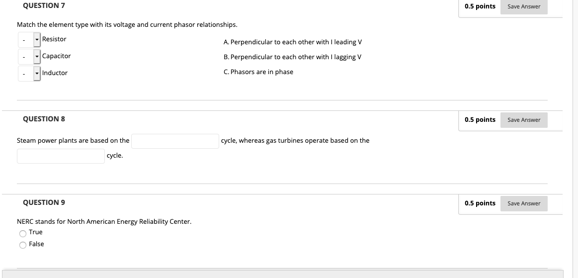 Solved QUESTION 7 0.5 points Save Answer Match the element | Chegg.com