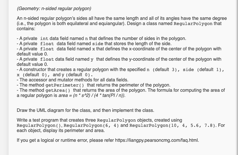Solved (Geometry: n-sided regular polygon) An n-sided | Chegg.com