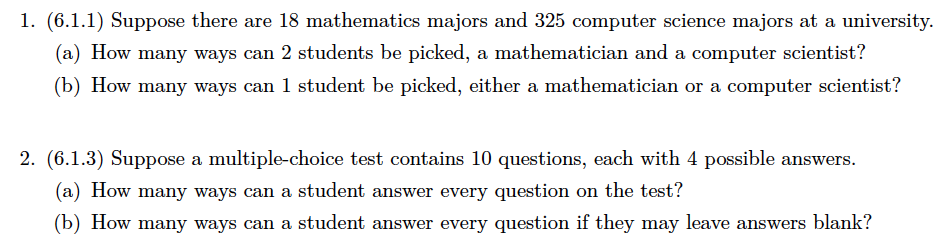 Solved 1. (6.1.1) Suppose there are 18 mathematics majors | Chegg.com