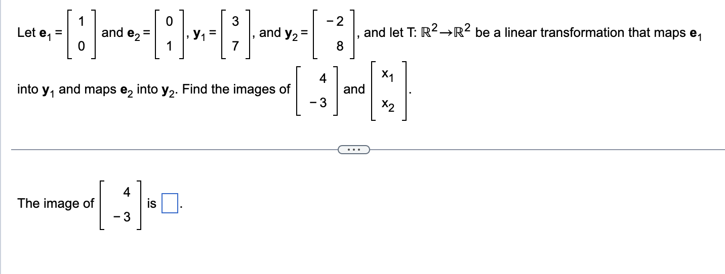 Solved Let e1=[10] and e2=[01],y1=[37], and y2=[−28], and | Chegg.com