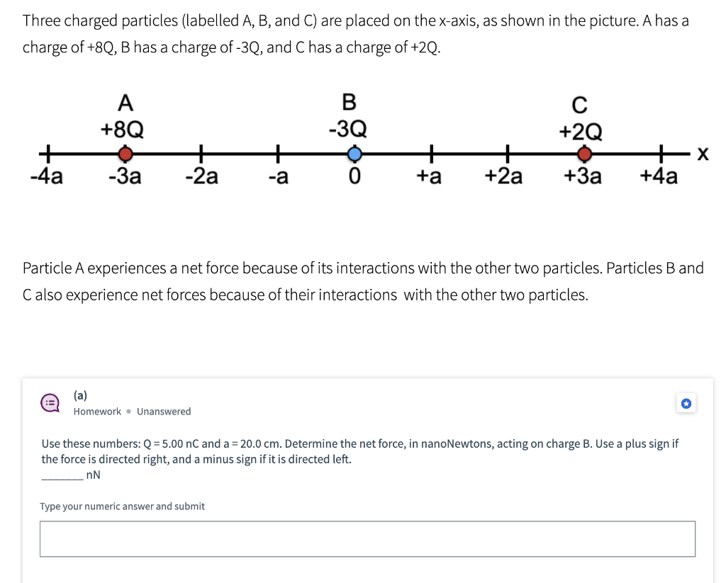 Solved Three Charged Particles (labelled A, B, And C) Are | Chegg.com