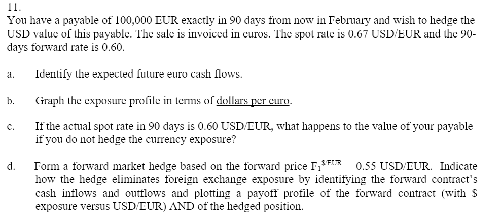 You have a payable of 100 000 EUR exactly in 90 da ys Chegg