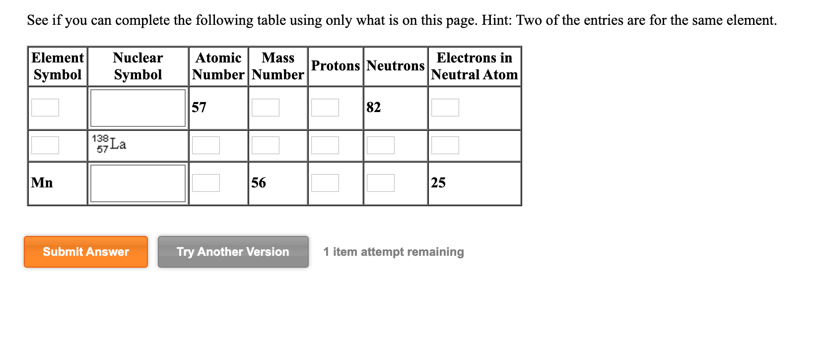 Solved See if you can complete the following table using | Chegg.com