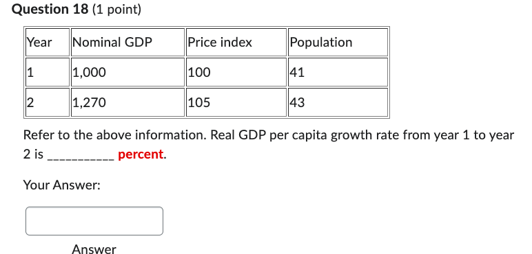 Solved Question 18 (1 point) Refer to the above information. | Chegg.com