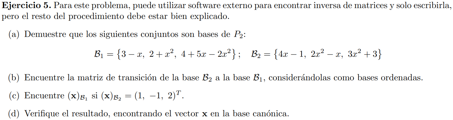 Solved NOTA: Letras negritas para elementos de un espacio | Chegg.com