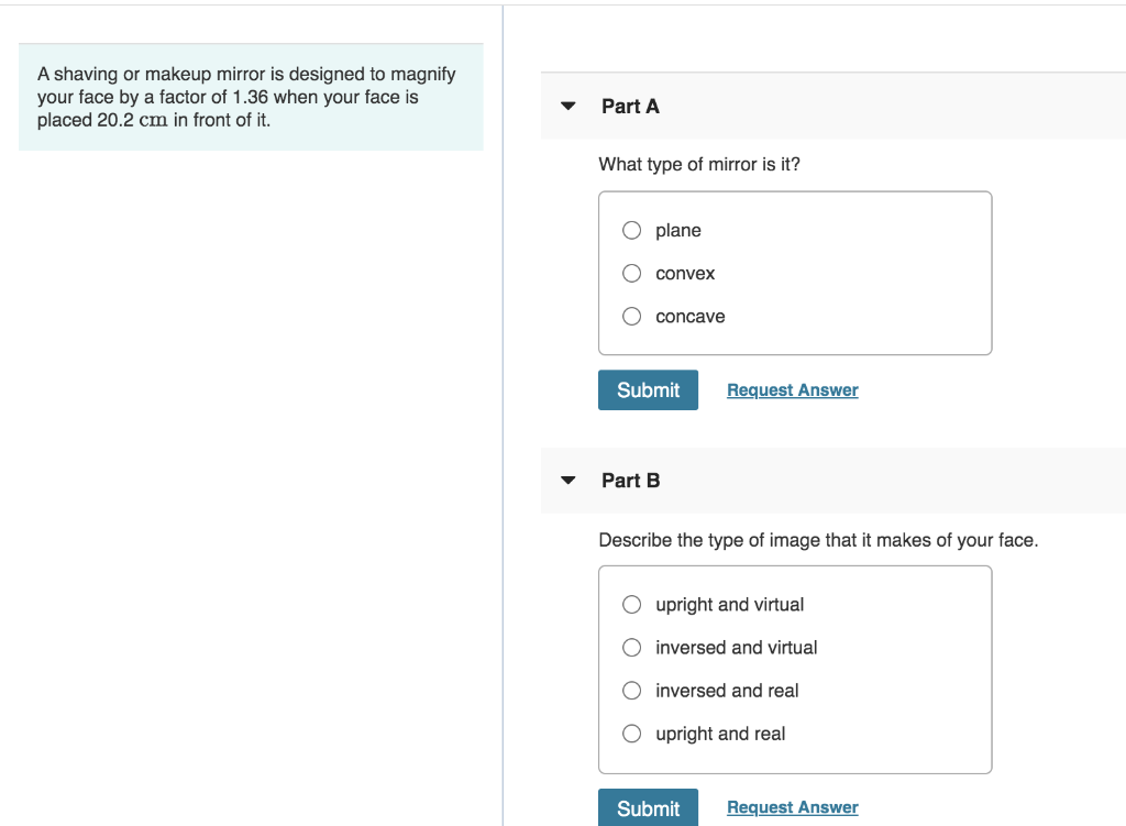 Solved A shaving or makeup mirror is designed to magnify
