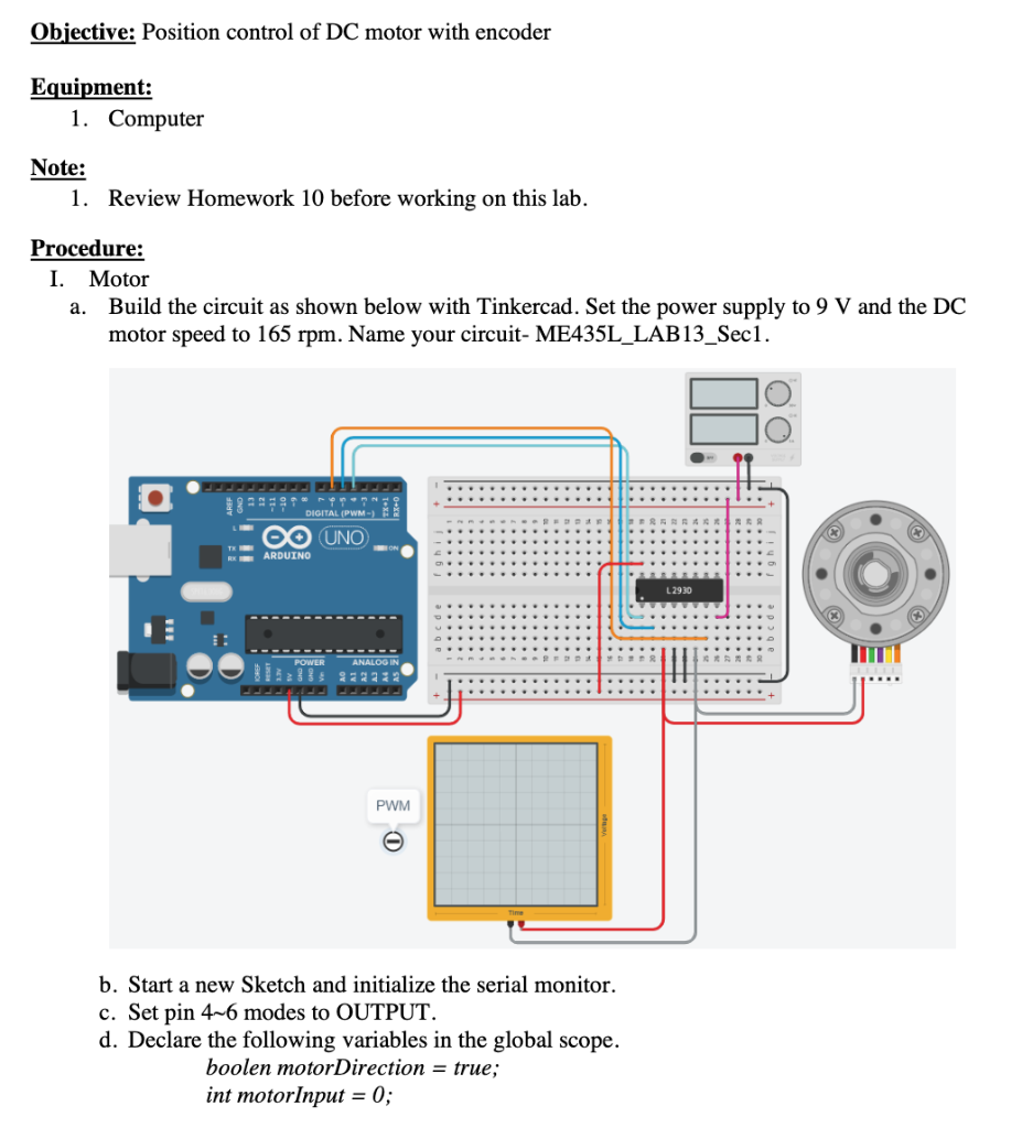 Solved Objective: Position control of DC motor with encoder | Chegg.com