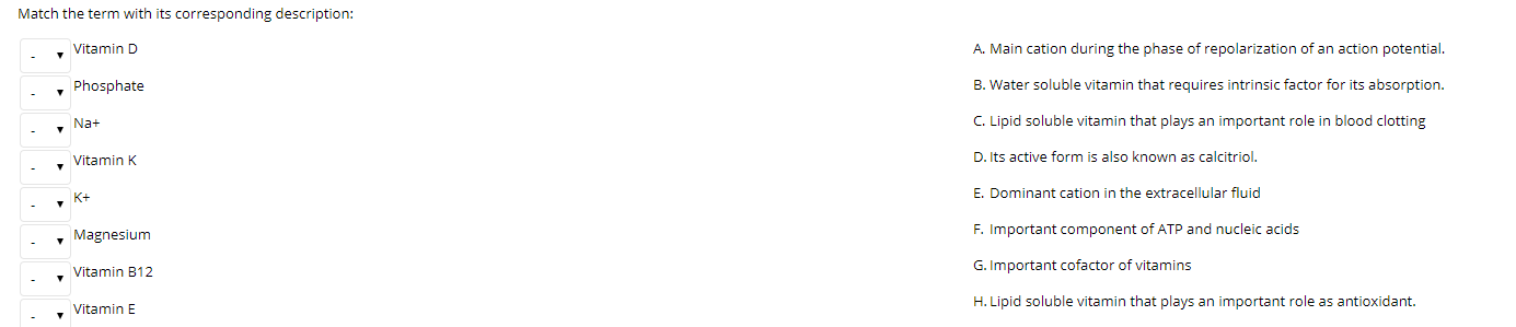 Solved Match the term with its corresponding description: | Chegg.com
