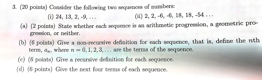 Solved 3. (20 points) Consider the following two sequences | Chegg.com