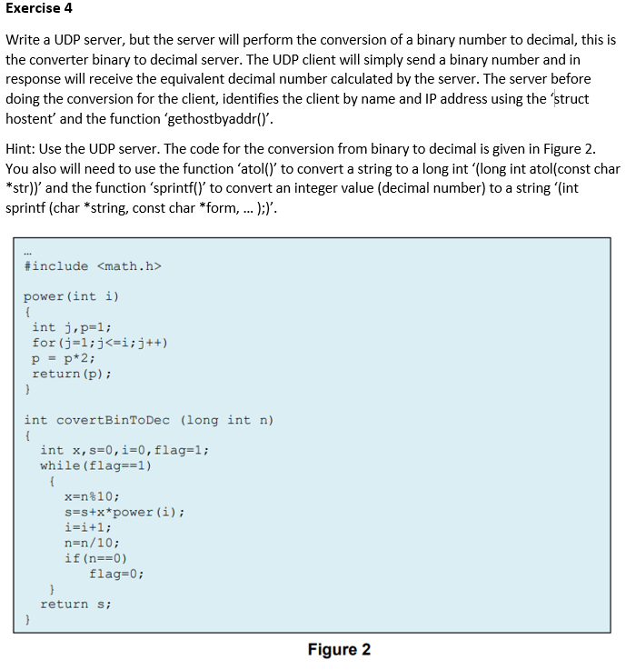 Solved Write a UDP server, but the server will perform the | Chegg.com
