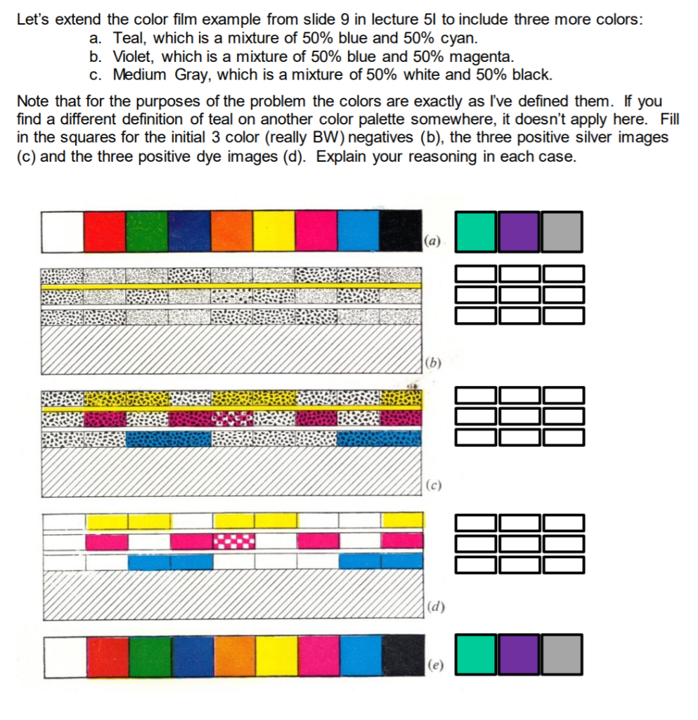 Let's extend the color film example from slide 9 in | Chegg.com