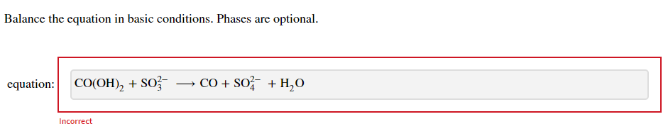 Balance the equation in basic conditions. Phases are | Chegg.com