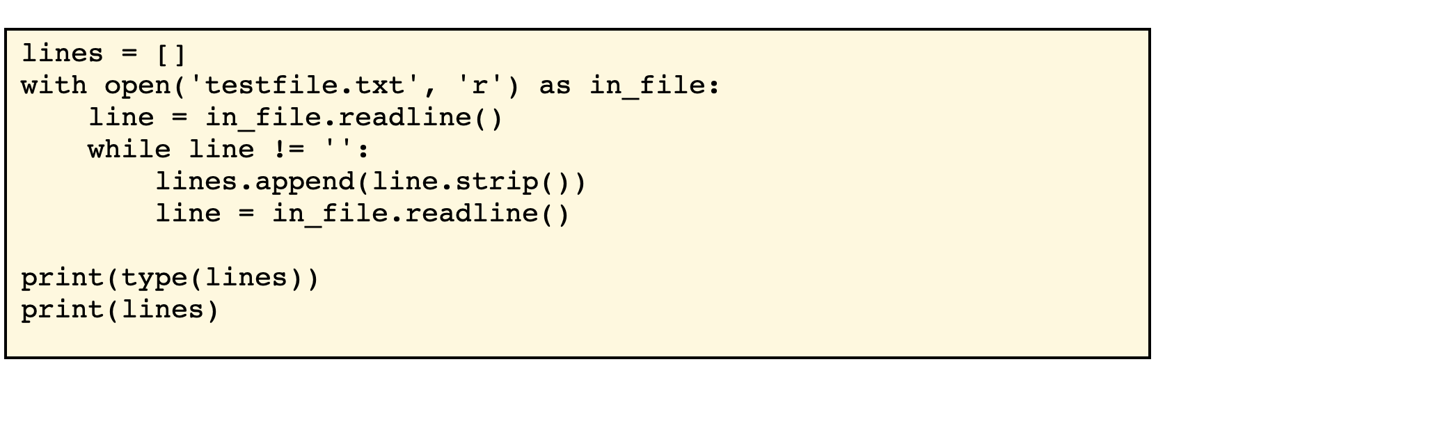 Solved lines [] with open('testfile.txt', 'r') as in_file: | Chegg.com