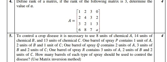 Solved Define Rank Of A Matrix, If The Rank Of The Following | Chegg.com