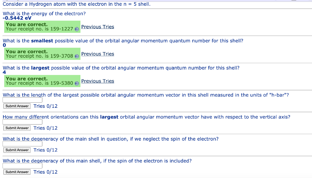 Solved Consider a Hydrogen atom with the electron in the n = | Chegg.com