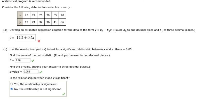 Solved Consider The Following Data For Two Variables, X And | Chegg.com