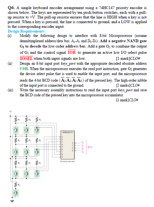 1) Q6. A simple keyboard encoder arrangement using a | Chegg.com