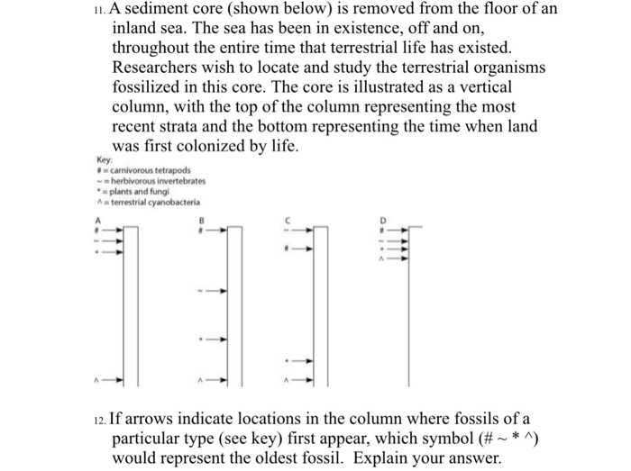 Solved 1. A Sediment Core (shown Below) Is Removed From The | Chegg.com