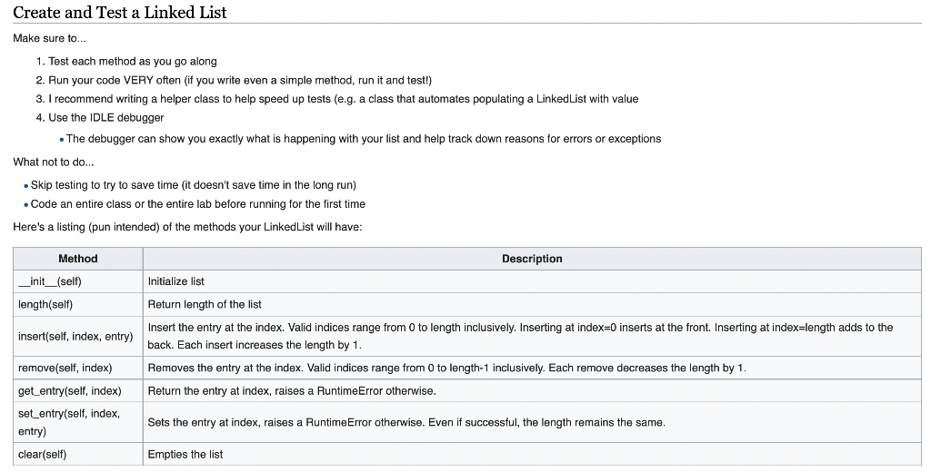 Solved Create and Test a Linked List Make sure to... 1. Test | Chegg.com