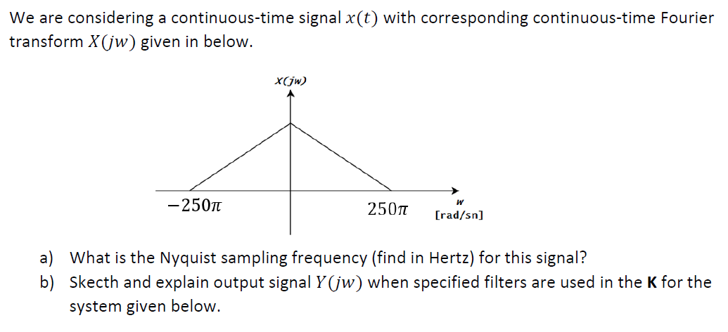 Solved We Are Considering A Continuous Time Signal X T W Chegg Com