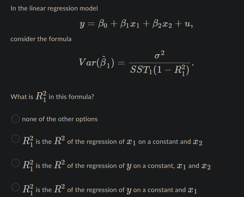 Solved In the linear regression model y= Bo + B121 + B2X2 | Chegg.com