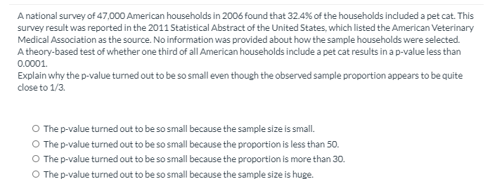 Solved A national survey of 47,000 American households in | Chegg.com