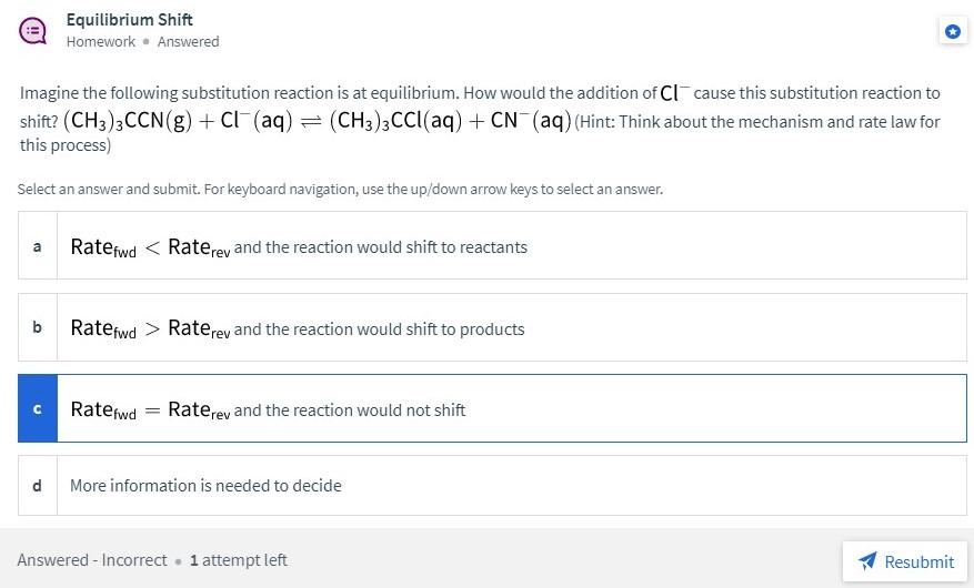 Solved Equilibrium Shift Homework. Answered Imagine the | Chegg.com