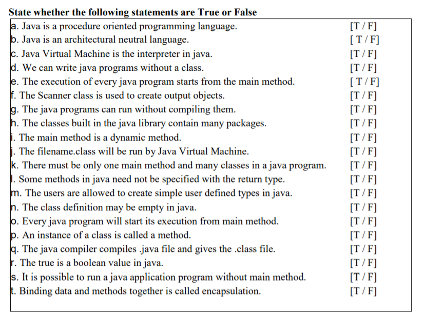 Solved State whether the following statements are True or | Chegg.com