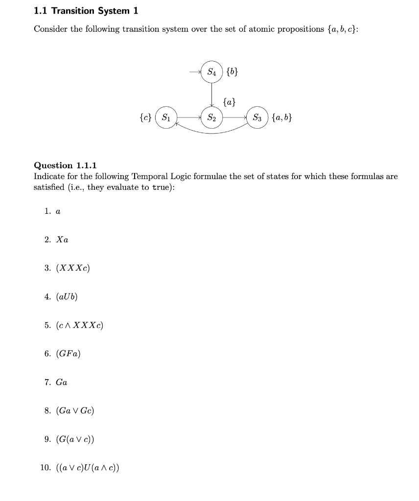 Solved 1.1 Transition System 1 Consider The Following | Chegg.com