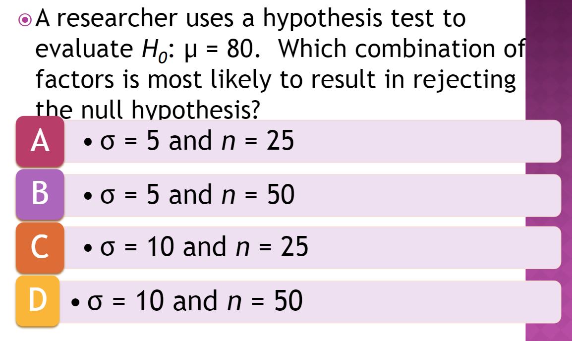 a researcher uses a hypothesis test to evaluate h0