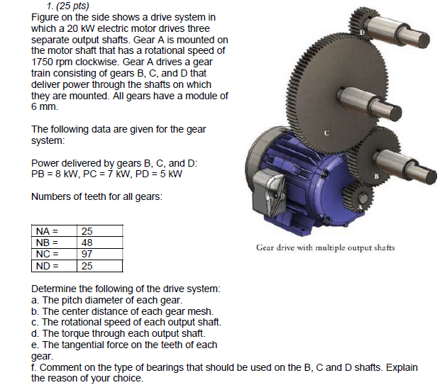 Solved 1. (25 pts) Figure on the side shows a drive system