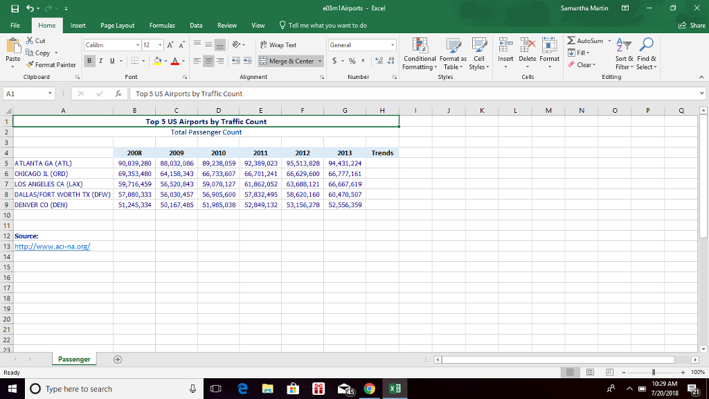 Create A Clustered Column Chart Object For Cells A4 G9