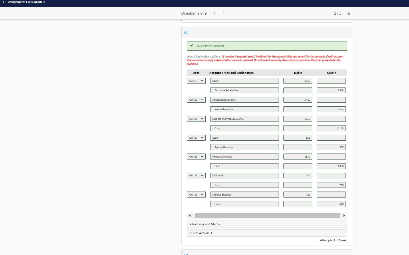 Solved € Assignment 3-B REQUIRED Question 9 of 9 3/5 E View | Chegg.com