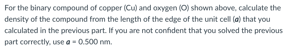 Solved The unit cell of a binary compound of copper (Cu) and | Chegg.com