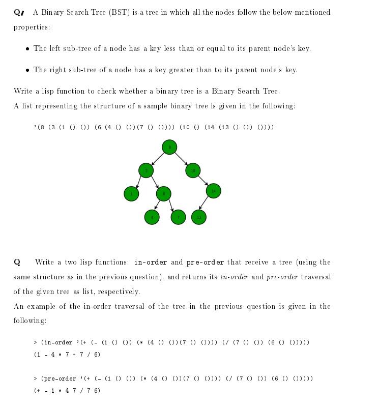 Solved QI A Binary Search Tree (BST) is a tree in which all | Chegg.com
