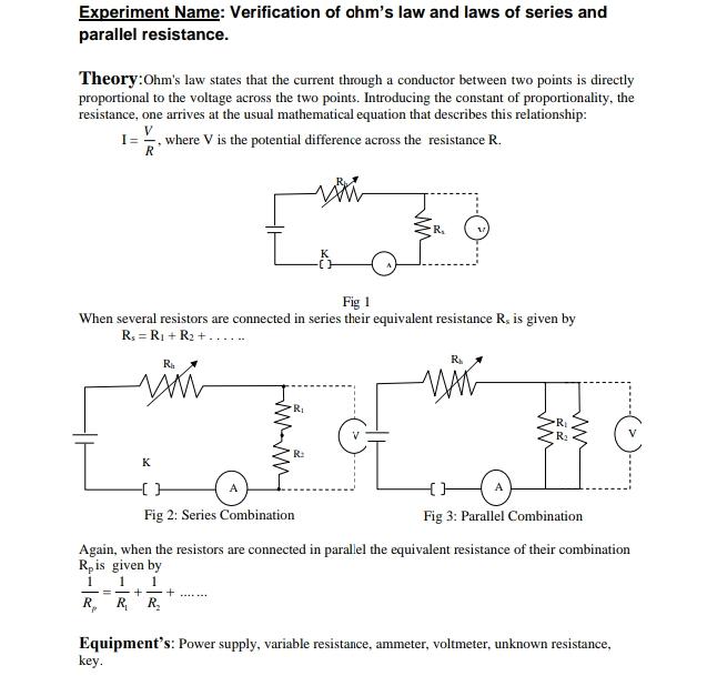 verification of ohm's law experiment theory